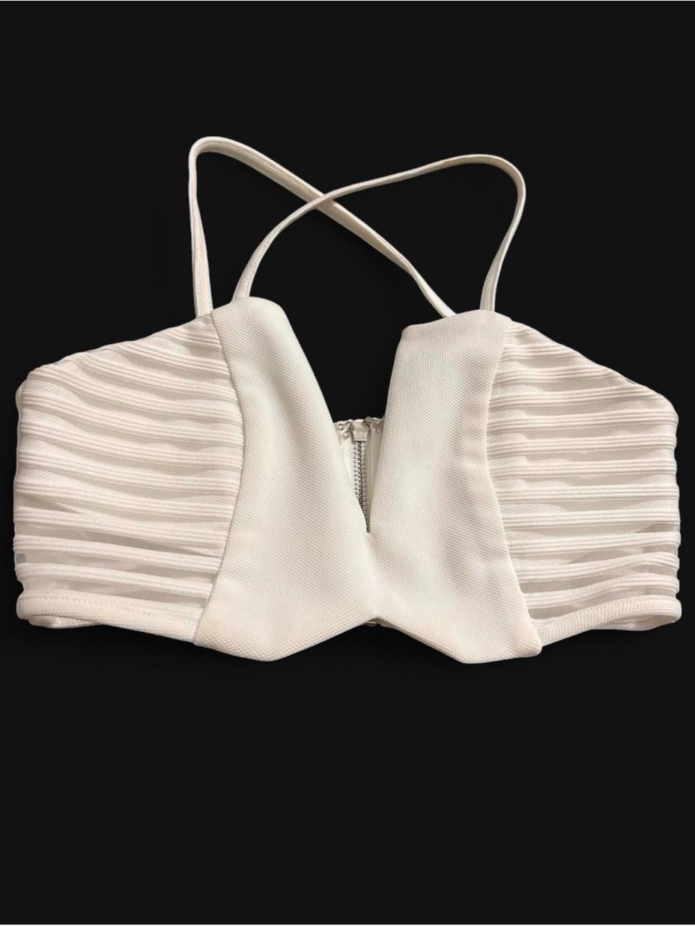 L'ATISTE Ivory Strappy V-Plunge Crop Top